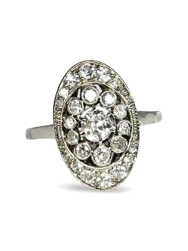 Bague 54 Bague ancienne en or blanc 18K et diamants (0,50 ct) 58 Facettes 1417