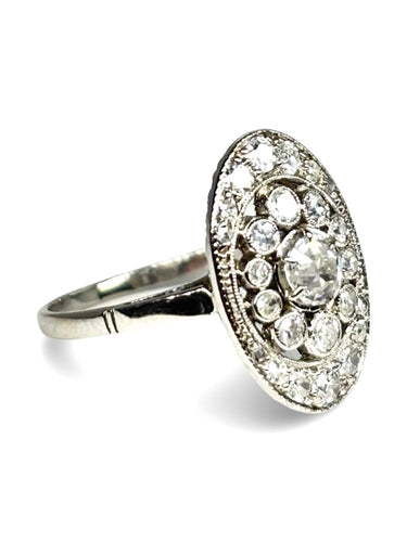 Bague 54 Bague ancienne en or blanc 18K et diamants (0,50 ct) 58 Facettes 1417