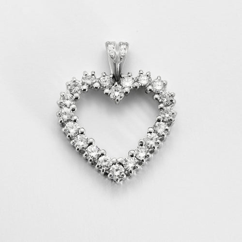 Pendentif Pendentif cœur en or blanc et diamants 3,6 ct 58 Facettes COMP1307-1