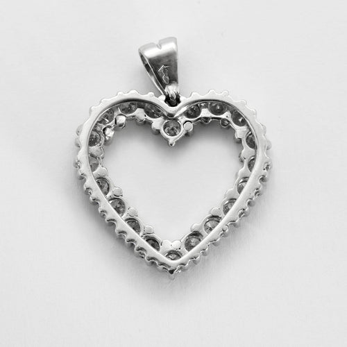 Pendentif Pendentif cœur en or blanc et diamants 3,6 ct 58 Facettes COMP1307-1