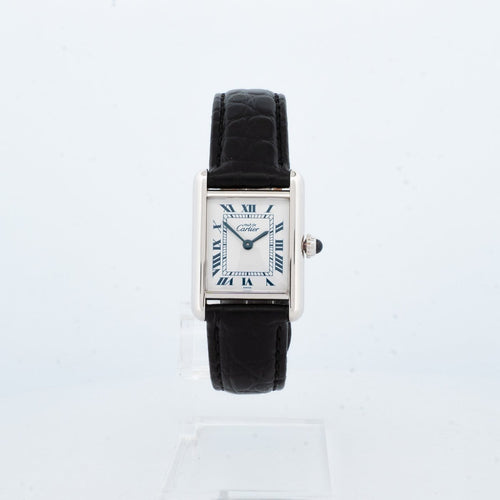 Montre Cartier Tank Must - Montre SM en argent, cadran ivoire à chiffres romains 58 Facettes 1