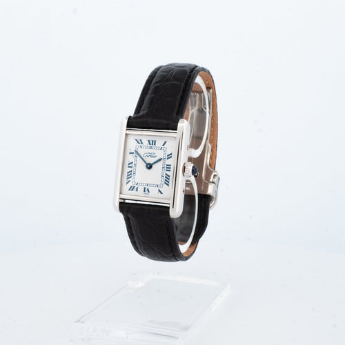 Montre Cartier Tank Must - Montre SM en argent, cadran ivoire à chiffres romains 58 Facettes 1