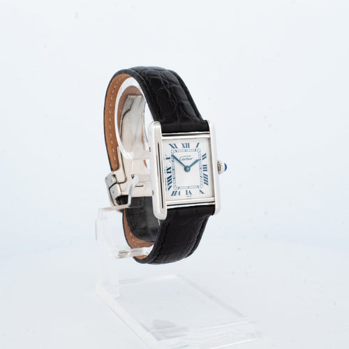 Montre Cartier Tank Must - Montre SM en argent, cadran ivoire à chiffres romains 58 Facettes 1