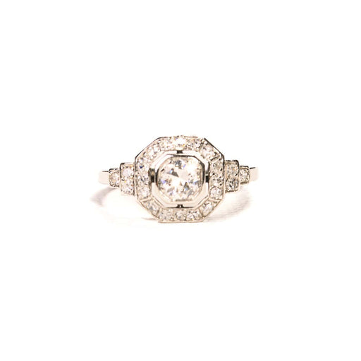 Bague 48.5 Bague Art déco octogonale en platine avec diamants 58 Facettes LMB-322