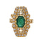 Bague 54 Bague rectangulaire en or jaune avec émeraude et diamants 58 Facettes