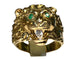 Bague 64 Bague chevalière lion en or jaune 750 avec émeraudes et diamants 58 Facettes