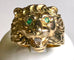 Bague 64 Bague chevalière lion en or jaune 750 avec émeraudes et diamants 58 Facettes