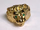 Bague 64 Bague chevalière lion en or jaune 750 avec émeraudes et diamants 58 Facettes