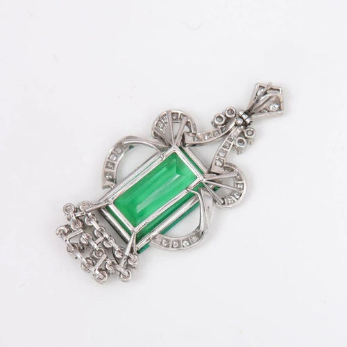 Pendentif Pendentif - Tourmaline et diamants en platine vers 1920 58 Facettes