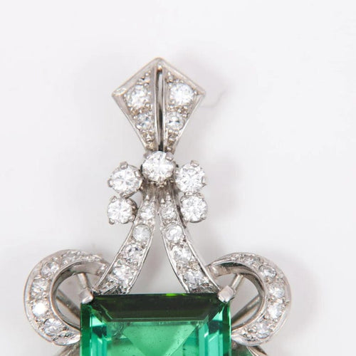 Pendentif Pendentif - Tourmaline et diamants en platine vers 1920 58 Facettes