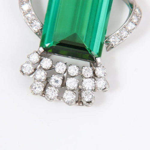 Pendentif Pendentif - Tourmaline et diamants en platine vers 1920 58 Facettes