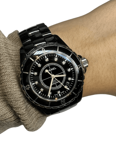 Montre Chanel J12 - Montre automatique 38 mm en céramique noire et diamants 58 Facettes