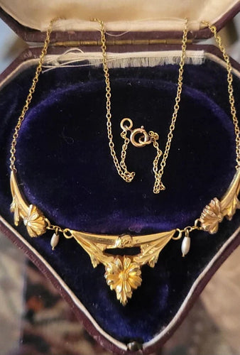 Collier Collier Art nouveau en or jaune 18 carats et perles 58 Facettes