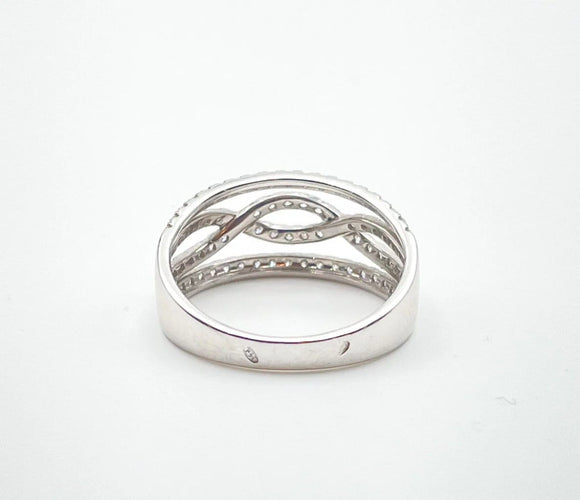 Bague 55 Bague bandeau en or gris et diamants 58 Facettes