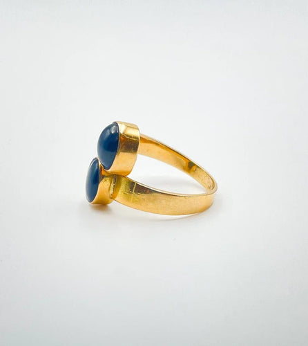 Bague 56 Bague Toi et Moi en or jaune et saphirs étoilés 58 Facettes