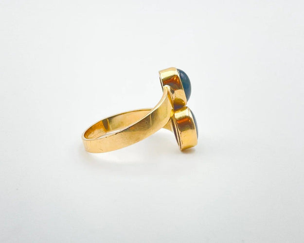 Bague 56 Bague Toi et Moi en or jaune et saphirs étoilés 58 Facettes