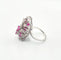 Bague 57 Bague florale vintage en or gris, diamants et rubis 58 Facettes