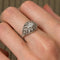 Bague 51 Bague dôme en platine 850 ornée de diamants 58 Facettes