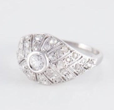 Bague 51 Bague dôme en platine 850 ornée de diamants 58 Facettes
