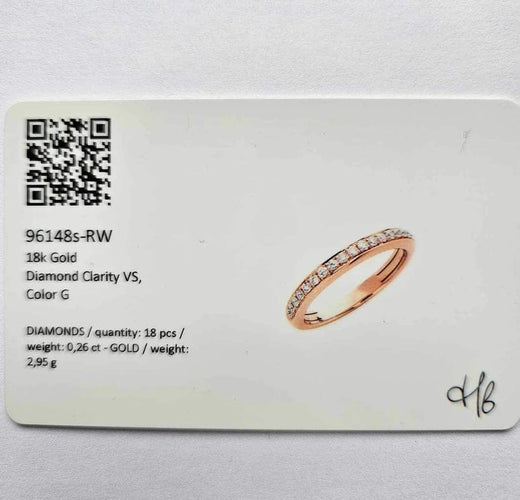 Bague 53 Hulchi Belluni - Alliance en or rose 18 ct et diamants 58 Facettes 96148s-RW