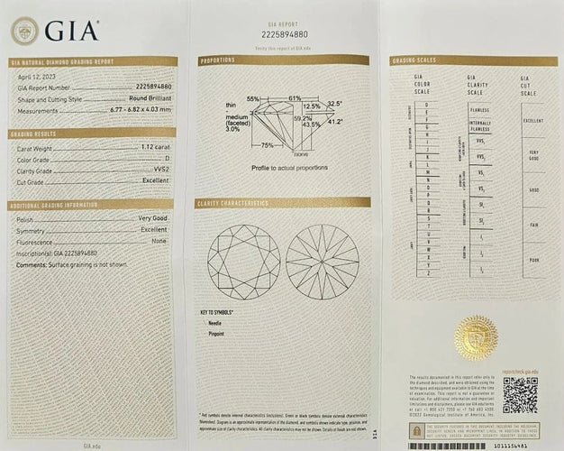 Gemstone Diamant non serti rond taille brillant 1,12 ct D VVS2 58 Facettes 2225894880	1.12