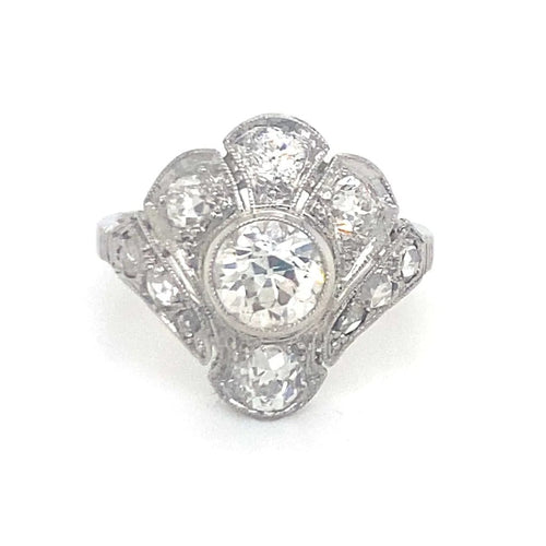 Bague 54 Bague Art déco - Platine et diamants taille ancienne 58 Facettes