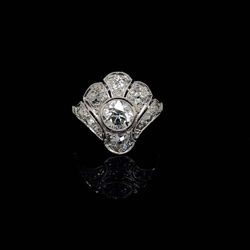 Bague 54 Bague Art déco - Platine et diamants taille ancienne 58 Facettes