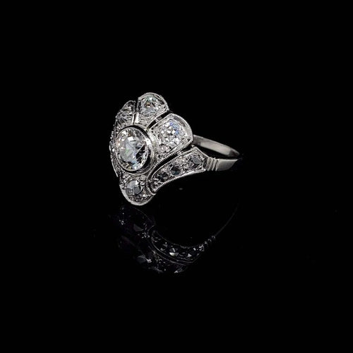 Bague 54 Bague Art déco - Platine et diamants taille ancienne 58 Facettes
