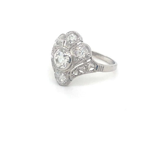 Bague 54 Bague Art déco - Platine et diamants taille ancienne 58 Facettes