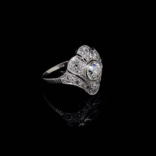 Bague 54 Bague Art déco - Platine et diamants taille ancienne 58 Facettes