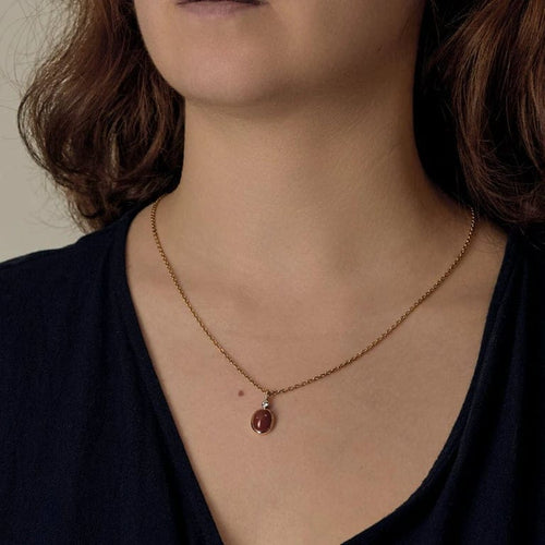 Pendentif Pendentif en or jaune 18 k au corail et diamant 58 Facettes