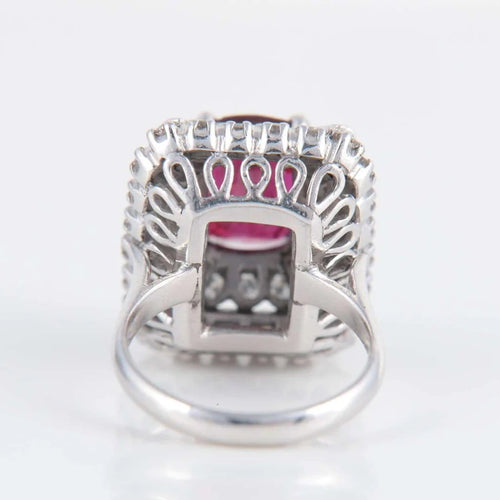 Bague 49 Bague marguerite rubis birman et diamants en or blanc 18 ct 58 Facettes 1