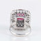 Bague 49 Bague marguerite rubis birman et diamants en or blanc 18 ct 58 Facettes 1