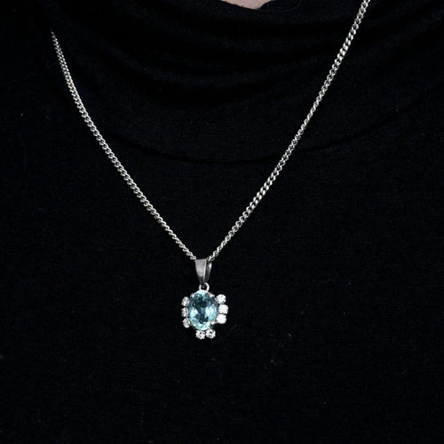 Pendentif Pendentif aigue-marine et diamants en or blanc 18 carats 58 Facettes 1664917