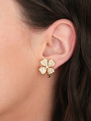 Boucles d'oreilles FRED - Clips d’oreilles Trèfle en or jaune 18K et diamants 58 Facettes