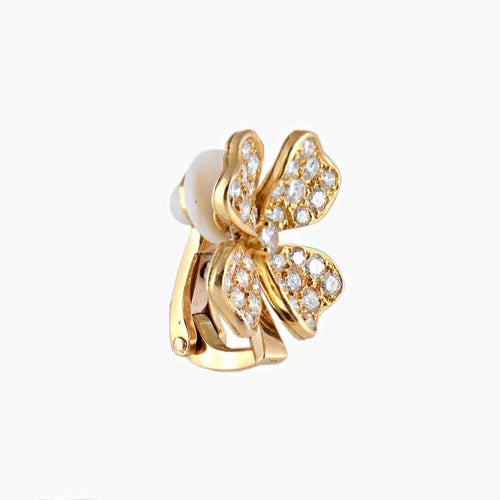 Boucles d'oreilles FRED - Clips d’oreilles Trèfle en or jaune 18K et diamants 58 Facettes