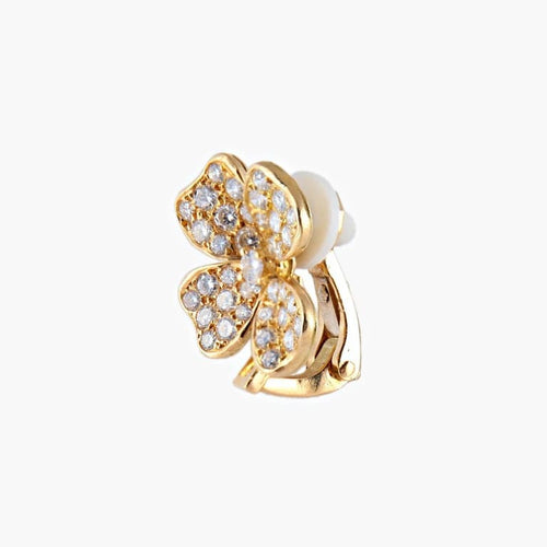 Boucles d'oreilles FRED - Clips d’oreilles Trèfle en or jaune 18K et diamants 58 Facettes