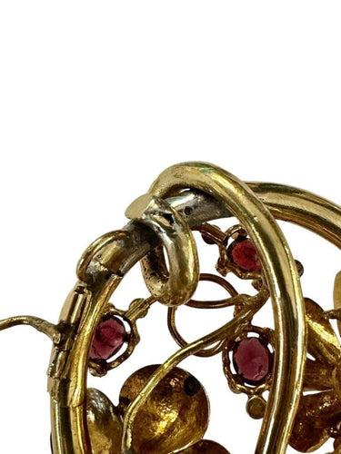 Broche Broche Napoléon III en or jaune 18 carats, grenats et perles fines 58 Facettes