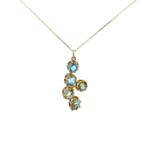 Pendentif Cascade - Pendentif en or jaune 18 carats et aigues-marines 58 Facettes PEN97