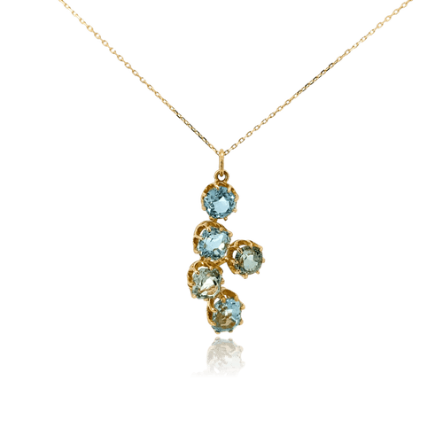 Pendentif Cascade - Pendentif en or jaune 18 carats et aigues-marines 58 Facettes PEN97