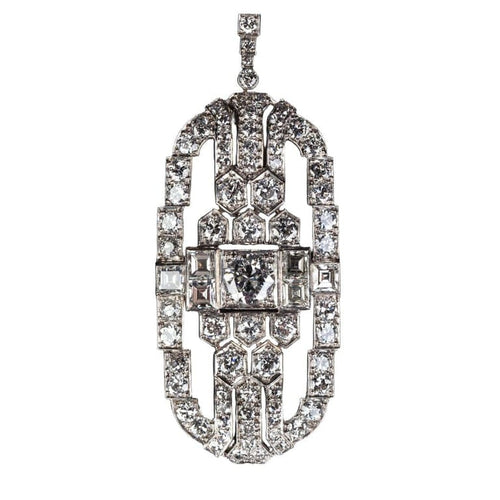 Pendentif Pendentif Art déco en or blanc 14 carats et diamants 58 Facettes 0020001607