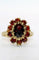 Bague 55.5 Bague marguerite vintage en or jaune 18 carats et grenats 58 Facettes