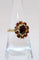 Bague 55.5 Bague marguerite vintage en or jaune 18 carats et grenats 58 Facettes