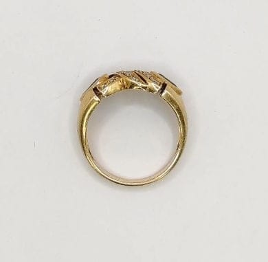 Bague 57.5 Bague jonc vintage en or jaune 18K avec saphirs et diamants 58 Facettes