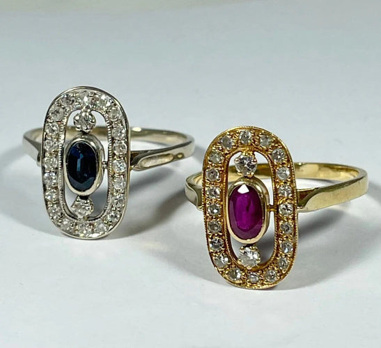 Bague 56 Bague en or jaune 18 carats, rubis et diamants 58 Facettes 207