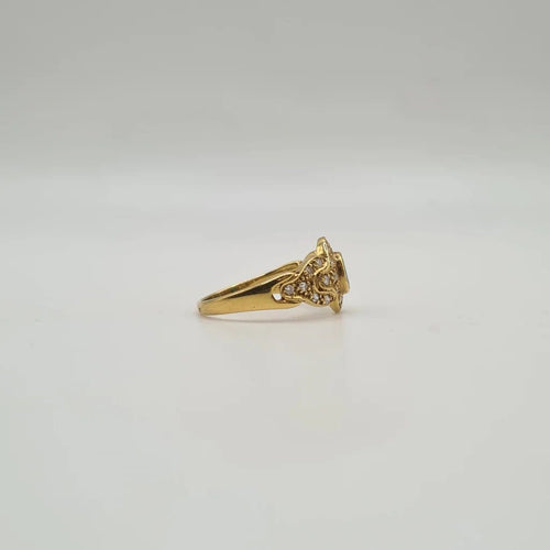 Bague 52 Bague en or jaune 18 carats sertie d’émeraudes et diamants 58 Facettes