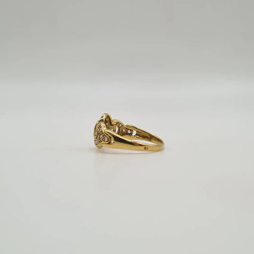 Bague 52 Bague en or jaune 18 carats sertie d’émeraudes et diamants 58 Facettes