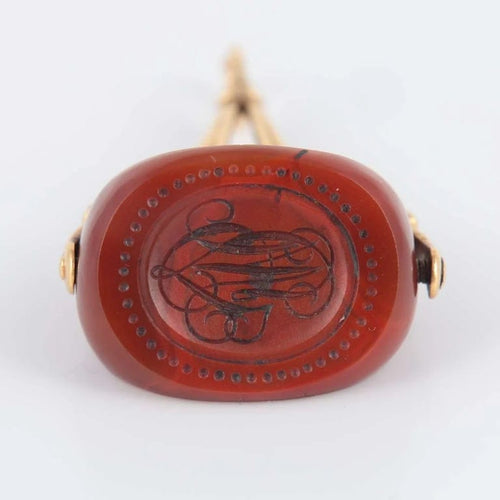 Pendentif Cachet à devise - Pendentif en or jaune 18 ct et agate rouge 58 Facettes 1
