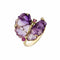 Bague 54 Papillon - Bague en or jaune, améthystes, diamants et rhodolites 58 Facettes CHT-BUTT-RI-AMDI