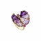 Bague 54 Papillon - Bague en or jaune, améthystes, diamants et rhodolites 58 Facettes CHT-BUTT-RI-AMDI
